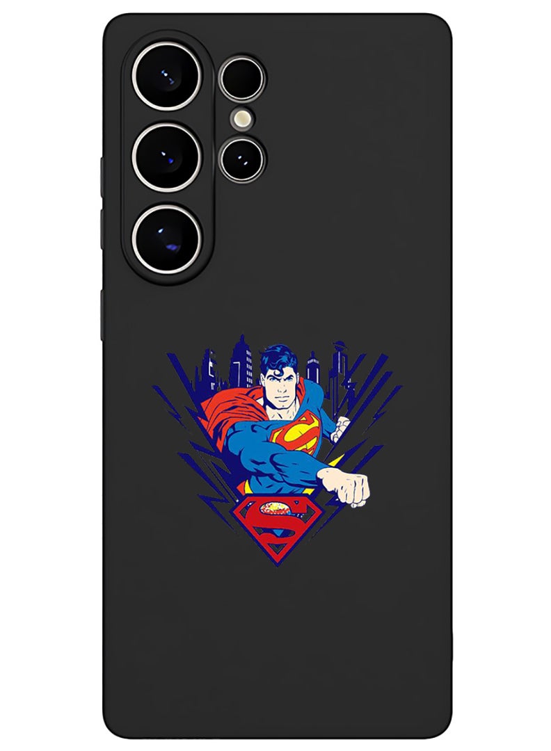 Theodor Protective Slim Fit Case Liquid Silicone Cover with Full Body Protection Anti-Scratch Shockproof Case For Samsung Galaxy S25 Ultra (Black) - Superman - Image 1