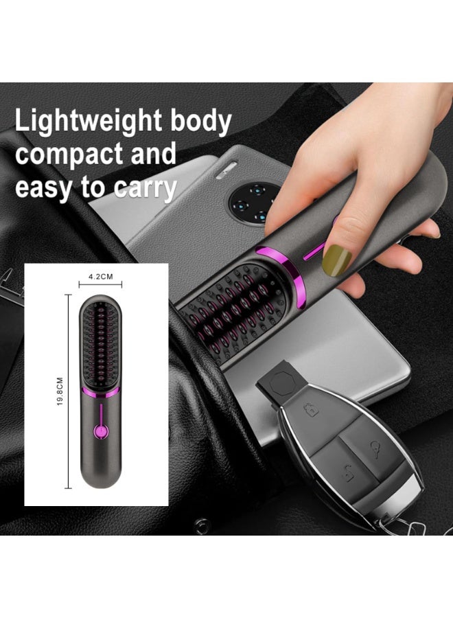 فرشاة فرد الشعر اللاسلكية المحمولة، مشط تمليس الشعر أيوني سالب قابل لإعادة الشحن عبر USB - Image 5