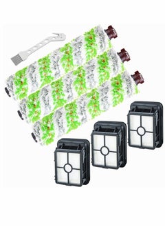 Replacement Parts for Bissell CrossWave Pet Pro 2306A and CrossWave 1785 Series, 3 Pack 2460 Multi-Surface Pet Pro Brush Roller, 3 Pack 1866 Vacuum Filter, Compare to Part 1613568, 1608684