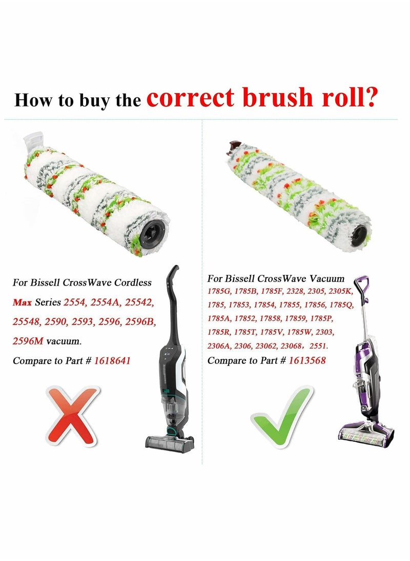 Generic - Replacement Parts for Bissell CrossWave Pet Pro 2306A and CrossWave 1785 Series, 3 Pack 2460 Multi-Surface Pet Pro Brush Roller, 3 Pack 1866 Vacuum Filter, Compare to Part 1613568, 1608684 - Image 1