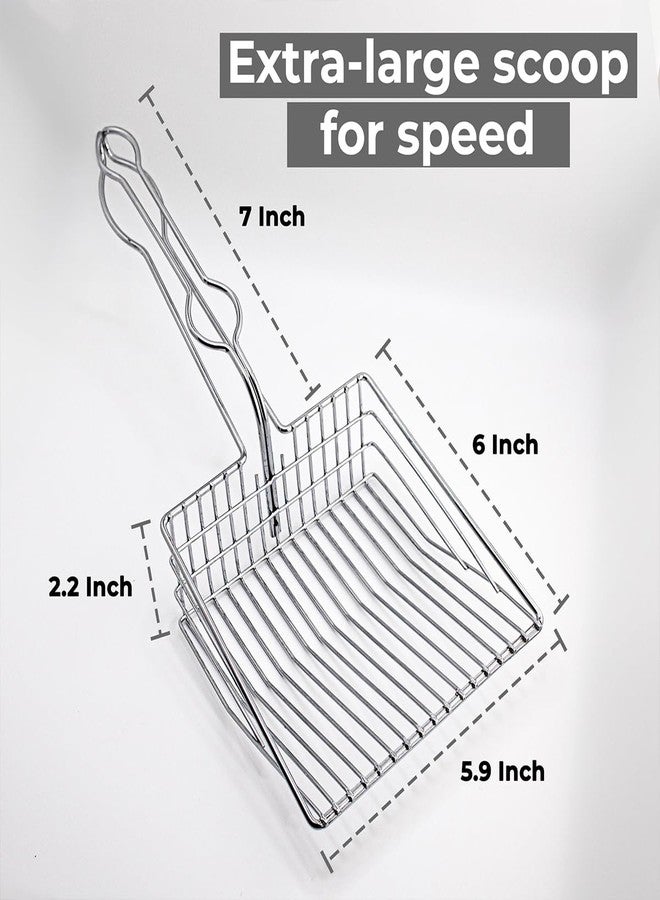 Ceybo Cat Litter Scoop - Extra Large Heavy Duty Metal Kitty Litter Scoop, Premium Stainless Steel Cat Poop Scooper, Durable Sifting Shovel with Long Handle for Easy Cleanup, Best cat scooper for litter box - Image 5
