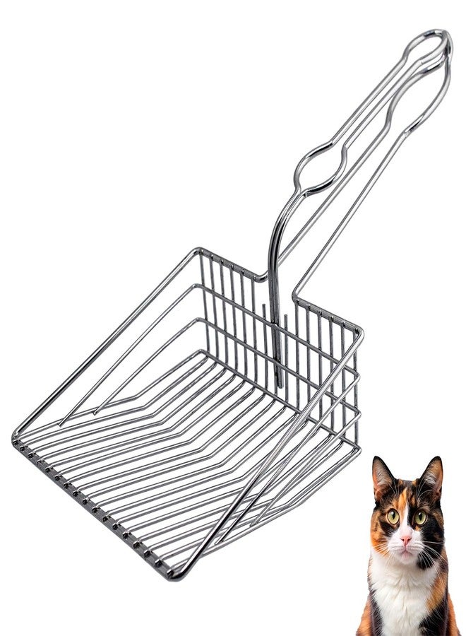 Ceybo Cat Litter Scoop - Extra Large Heavy Duty Metal Kitty Litter Scoop, Premium Stainless Steel Cat Poop Scooper, Durable Sifting Shovel with Long Handle for Easy Cleanup, Best cat scooper for litter box - Image 1