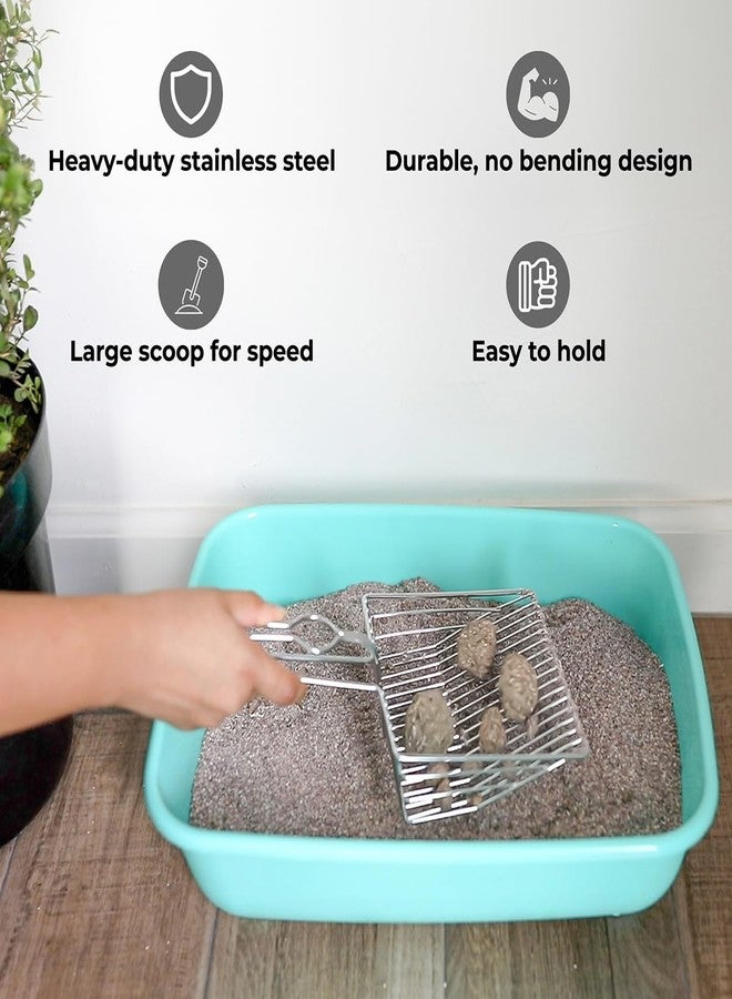Ceybo Cat Litter Scoop - Extra Large Heavy Duty Metal Kitty Litter Scoop, Premium Stainless Steel Cat Poop Scooper, Durable Sifting Shovel with Long Handle for Easy Cleanup, Best cat scooper for litter box - Image 2