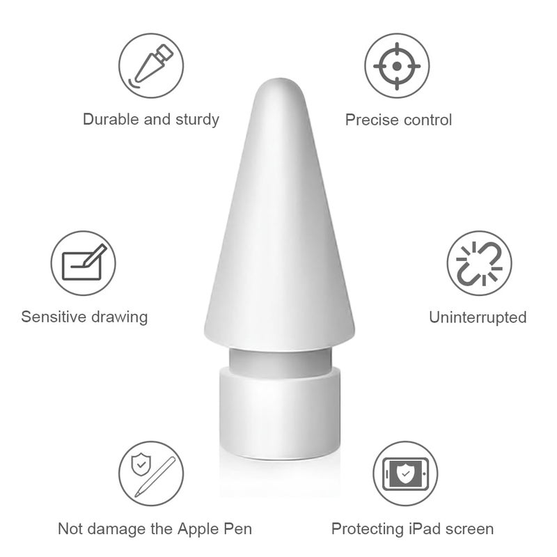 SIXFU Replacement Tips for Apple Pencil Pro/USB-C/ 2nd Generation/Pencil 1st Generation Tip(4 Pack), White - Image 4