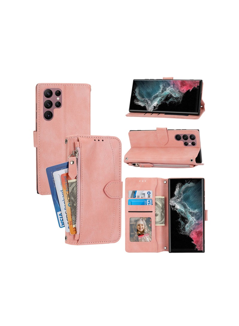 Suteni Zipped Flip Cover Card Slots Leather Phone Case for Samsung - Image 3