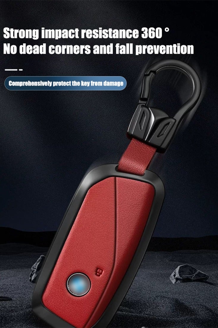 Car key sleeve, suitable for BMW car key sleeve, perfectly wraps car keys, higher-end, fall-resistant, material: the first layer of cowhide. goodcar - Image 2