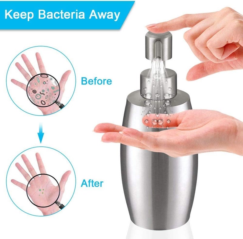 Mishrit Mishrit Stainless Steel Soap | Liquid Dispenser | Lotion Dispenser Pump for Kitchen or Bathroom | Rust-Resistant Stainless Steel Soap Dispenser for Multiple Uses (Pack of 1). - Image 4