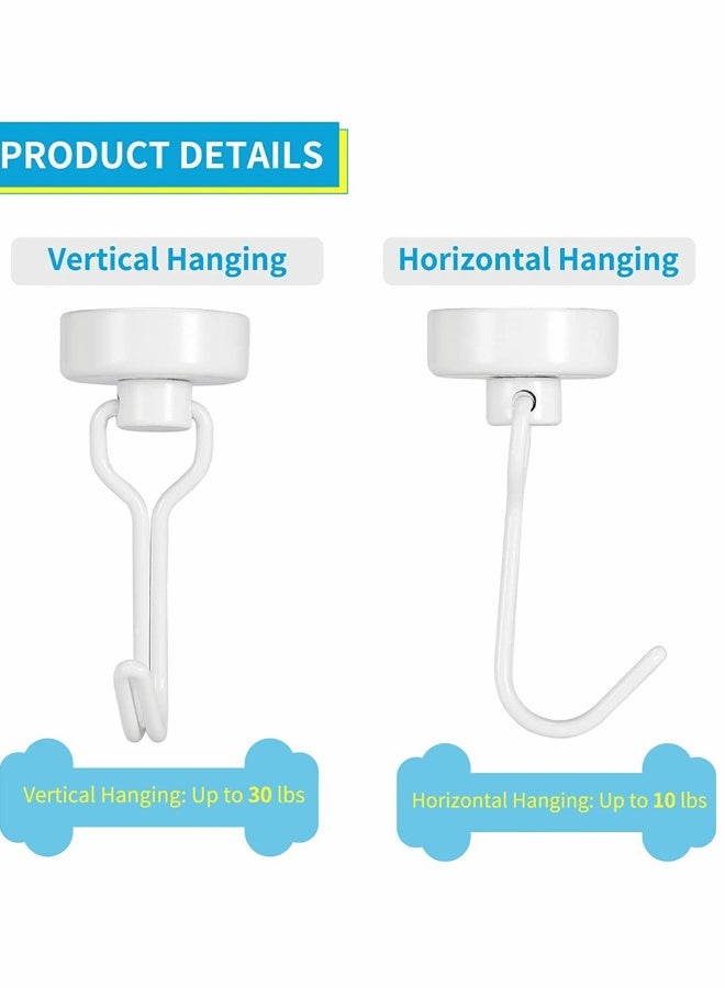 Magnetic Hooks Pack of 6 White Heavy Duty Strong Neodymium Magnet Hook 30 Lbs with Rust Proof for Indoor Outdoor Hanging Refrigerator Grill Kitchen Key Holder Locker Classroom - Image 4