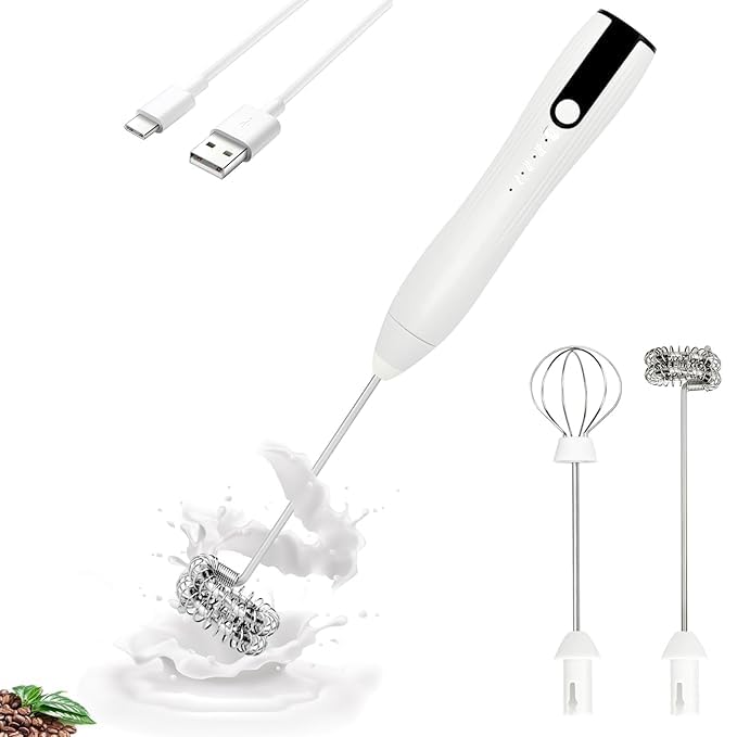 Envop Milk Frother Handheld Rechargeable Frother Wand Drink Mixer Electric Whisk for Coffee Detachable with 2 Stainless Whisks Hand Mixer for Lattes Cappuccino Matcha Egg - Image 1