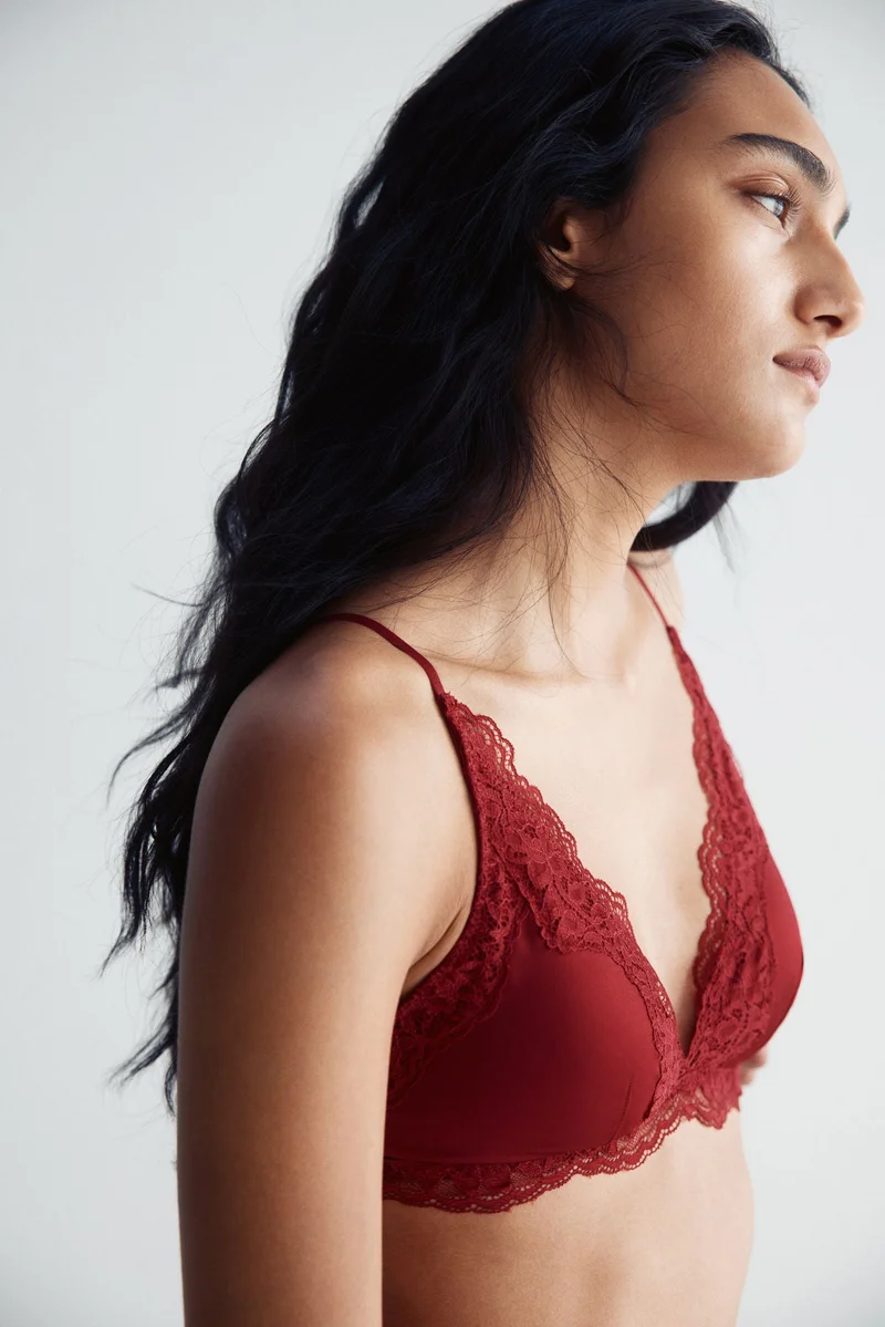 H&M Padded soft microfibre and lace bra