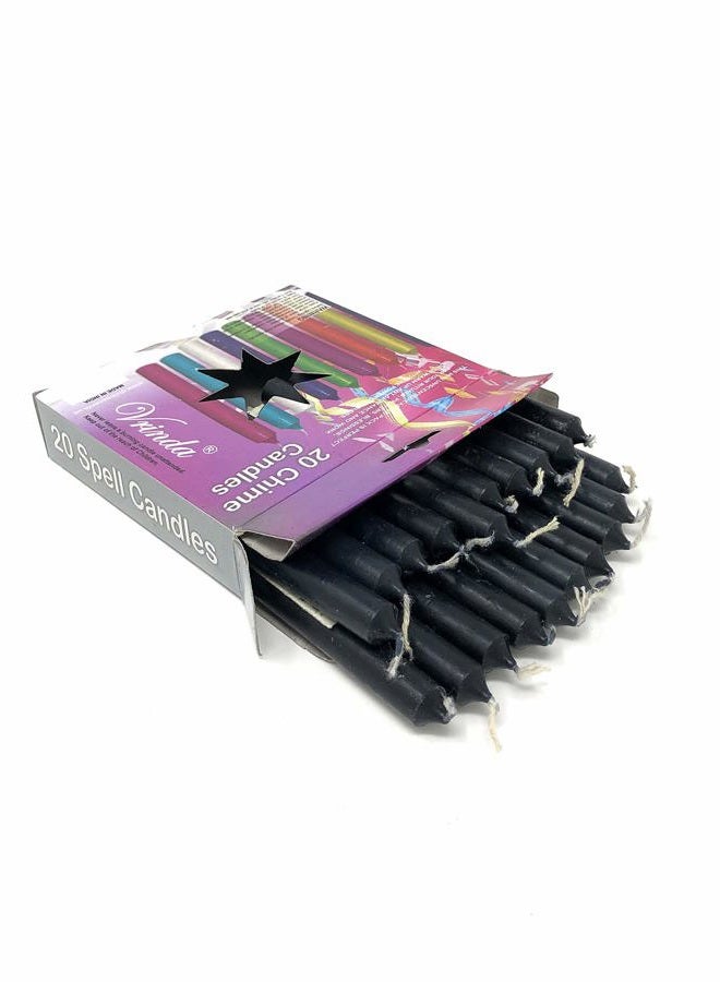 vrinda ® 4 Mini Chime Ritual Spell Unscented Taper Candles - Set of 20 (Black) - Image 3