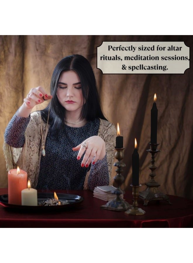 vrinda ® 4 Mini Chime Ritual Spell Unscented Taper Candles - Set of 20 (Black) - Image 4