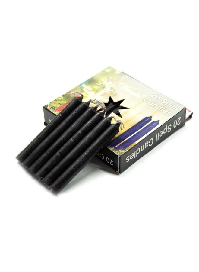 vrinda ® 4 Mini Chime Ritual Spell Unscented Taper Candles - Set of 20 (Black) - Image 1