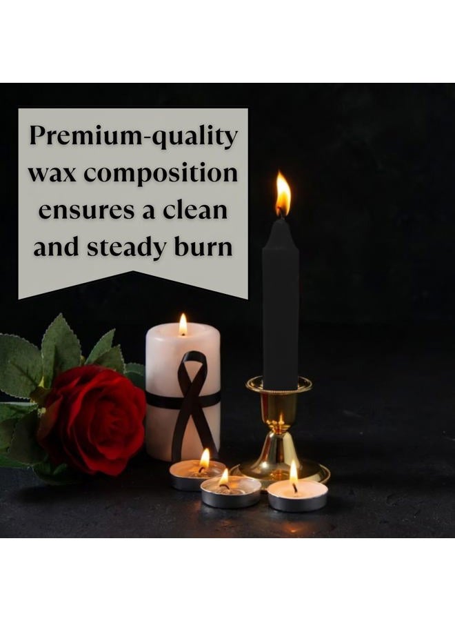 vrinda ® 4 Mini Chime Ritual Spell Unscented Taper Candles - Set of 20 (Black) - Image 5