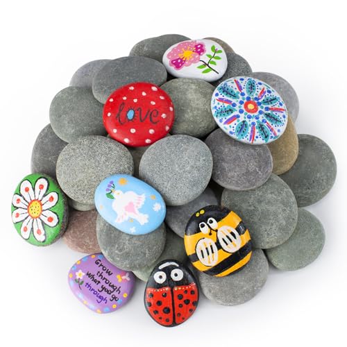 Simetufy 30 Pcs Rocks for Painting, 2"-3" Painting Rock, Flat & Smooth Natural Stones to Paint, Art & Crafts for Kids & Adults - Image 1