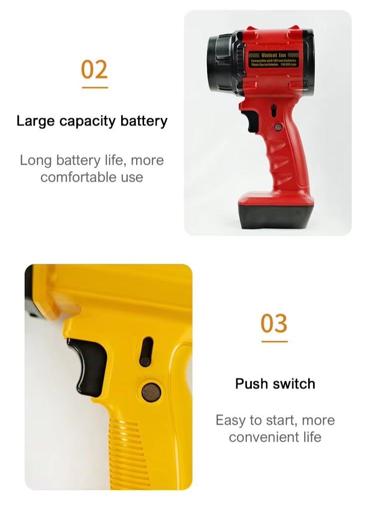 Raxoom Mini Jet Fan Electric Air Blower Gun & Flash Light Small Hand Fan with Turbo Blades , Super Power AirDuster, 110,000 RPM Wind Speed 70m/s New Portable Turbo Violent  - Image 4