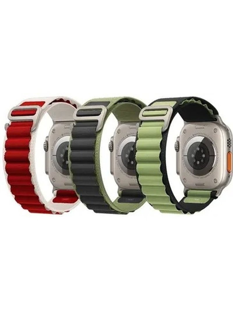 vesus 3Pack for Watch alpine Loop Band 49mm/45mm/44mm Nylon Woven Sport Strap Compatible with Watch Series 8/Ultra/7/SE/6/5/4/3/2/1