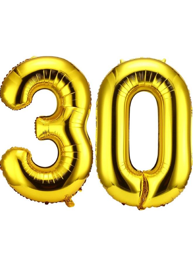 Gejoy بالونات رقم 30 بحجم 42 بوصة بالونات حفلات فويل عملاقة رقم 30 لتزيين حفلة عيد الميلاد الثلاثين وفعالية الذكرى الثلاثين (ذهبي) - Image 2