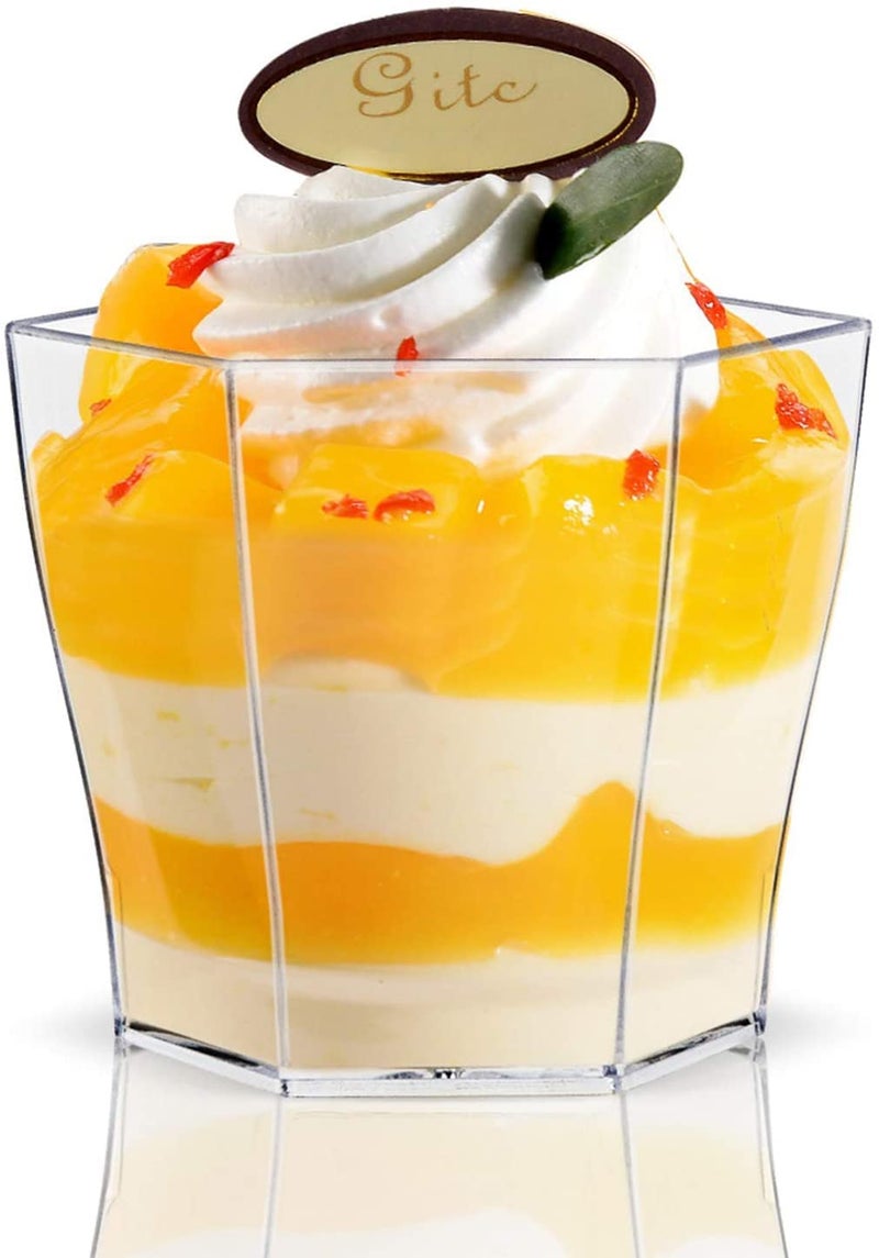 Alpha Basics Hexa 50ml Plastic Mousse Dessert Cups Pack of 20 - Image 1
