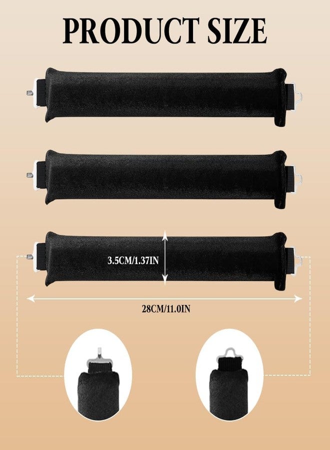 ZANOTTRA 3Pcs Heatless Hair Curler, Flexible Heatless Curls with Hook, Satin Rollers Hair Curler for Women Heatless Curls Headband for All Hair Types, Overnight Heatless Hair Curler (Black, Free Size) - Image 2