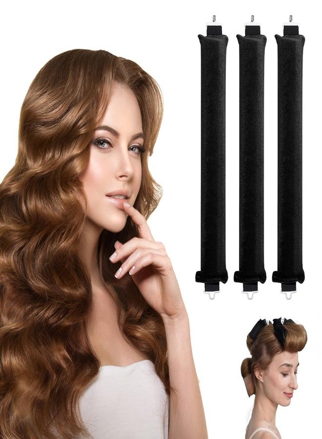 ZANOTTRA 3Pcs Heatless Hair Curler, Flexible Heatless Curls with Hook, Satin Rollers Hair Curler for Women Heatless Curls Headband for All Hair Types, Overnight Heatless Hair Curler (Black, Free Size) - Image 1