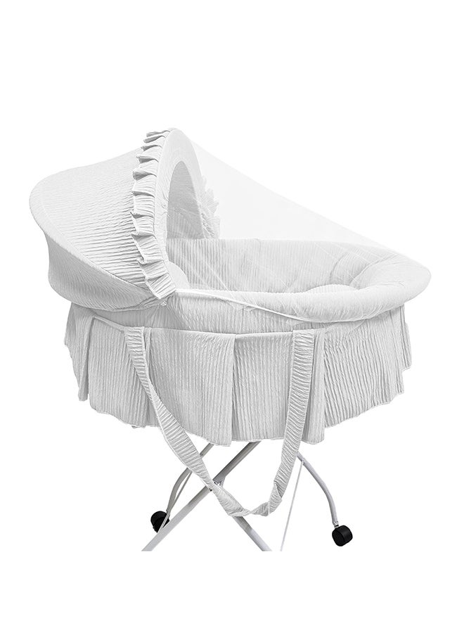BABYCARA Newborn Baby Bed With Iron Stand Foldable Cotton Fabric Covers  - Image 2