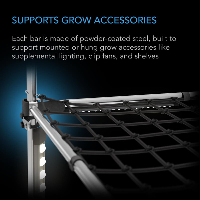 AC Infinity Heavy-Duty Grow Tent Mounting Bars 3x3', High Airflow CFM Kit Prevents Walls from Sucking in, Trellis and Supplemental Lights Mounting for All 3x3 Indoor Grow Tents - Image 4