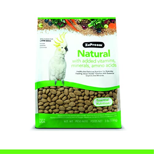 ZuPreem Natural Bird Food, Bird Feed Pellets for Amazons, Cockatoos & Macaws, ZuPreem Core Nutrition, Made in USA, Added Vitamins, Cockatoo Food, Macaw Feed, (Large, 3 lb Bag) - Image 1