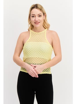 UNDIZ Women Textured Sleeveless Pajama Top, Yellow  - Image 1