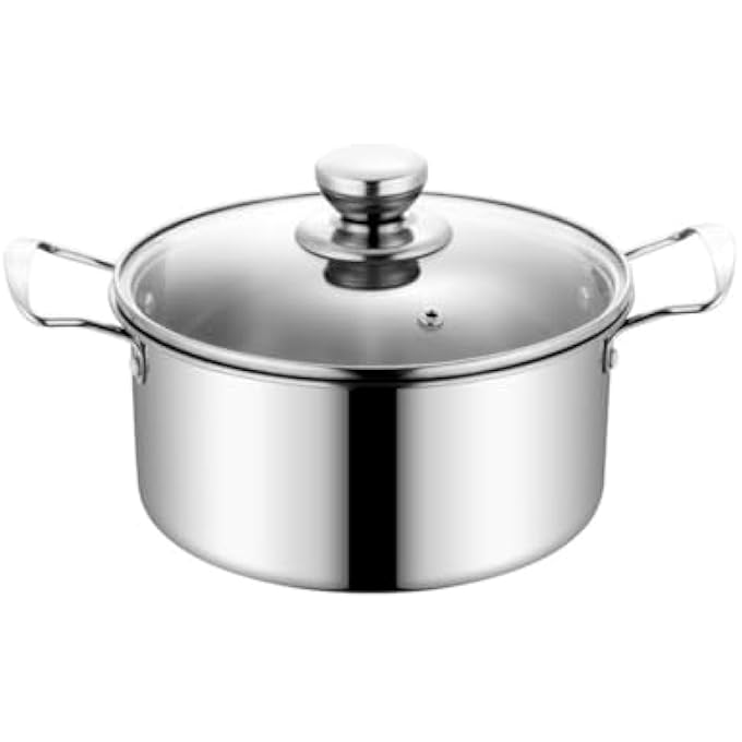 FDTY قطعة واحدة من أواني الطهي المصنوعة من الفولاذ المقاوم للصدأ، وعاء طهي كبير من الفولاذ المقاوم للصدأ بمقبضين وغطاء من الزجاج المقوى لمواقد الغاز الحثية الكهربائية 346 × 689 بوصة - Image 1