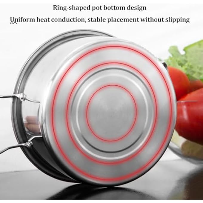 FDTY قطعة واحدة من أواني الطهي المصنوعة من الفولاذ المقاوم للصدأ، وعاء طهي كبير من الفولاذ المقاوم للصدأ بمقبضين وغطاء من الزجاج المقوى لمواقد الغاز الحثية الكهربائية 346 × 689 بوصة - Image 4