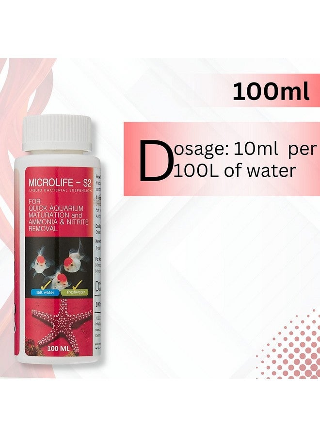 Aquatic Remedies Micro Life S2-100Ml | مناسب للمياه العذبة والمياه المالحة | معلق بكتيري سائل/مكيف مياه مع حلقة مفاتيح مجانية - Image 2