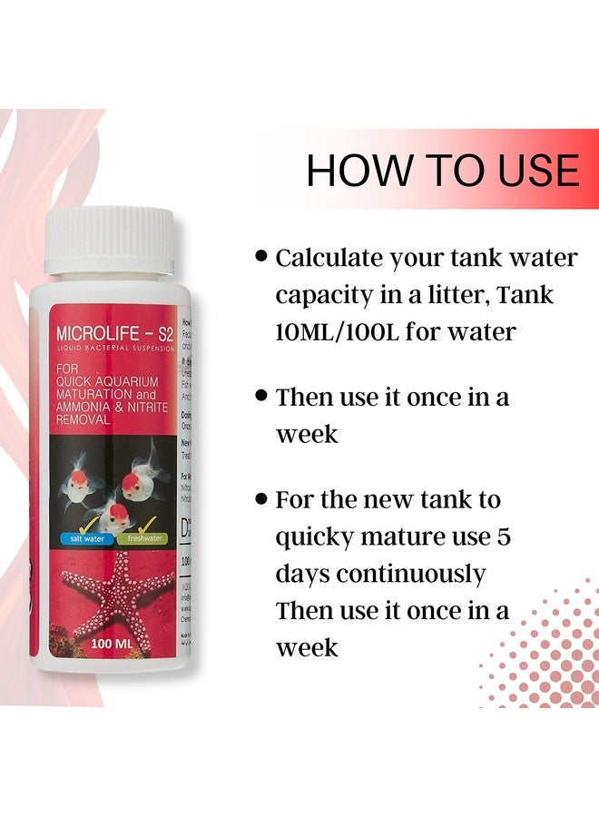 Aquatic Remedies Micro Life S2-100Ml | مناسب للمياه العذبة والمياه المالحة | معلق بكتيري سائل/مكيف مياه مع حلقة مفاتيح مجانية - Image 4