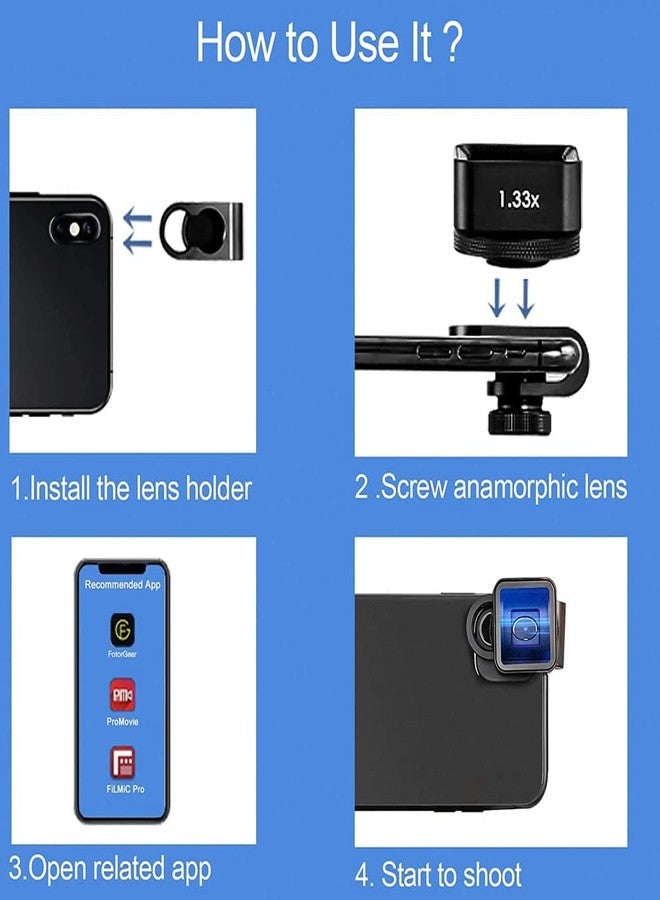 Leshareselect 1.33X Anamorphic Lens Filmmaking Cinematic for Phone Smartphone Video 2.4:1 Ratio Attached Lens for FilmicPro Fotorgear Promovie - Image 2