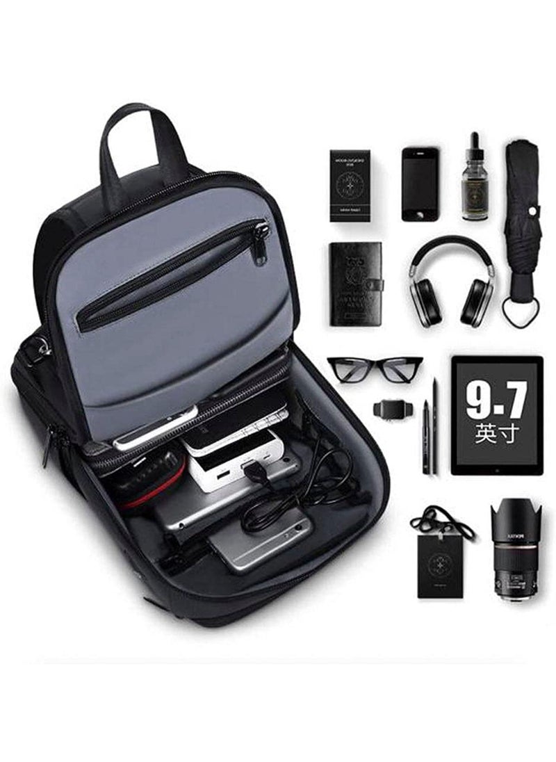 ماركة غير محددة - Chest Shoulder Messenger Waterproof USB Crossbody Bag For Tablet 7 Inch To 13 Inch - Black - Image 1