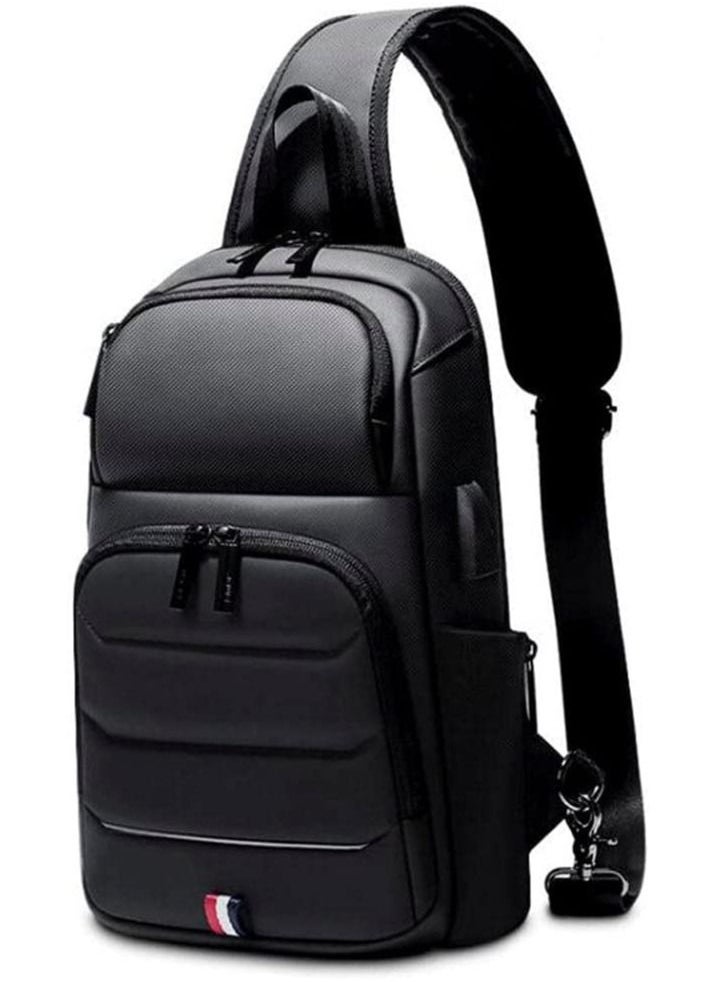 ماركة غير محددة - Chest Shoulder Messenger Waterproof USB Crossbody Bag For Tablet 7 Inch To 13 Inch - Black - Image 1