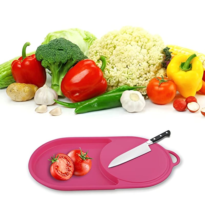 Oblivion Kitchen Plastic Chopping Board with Tray | Chopping Cutting Board for Kitchen Vegetables, Fruits & Cheese, BPA Free (Multicolor) - Image 5