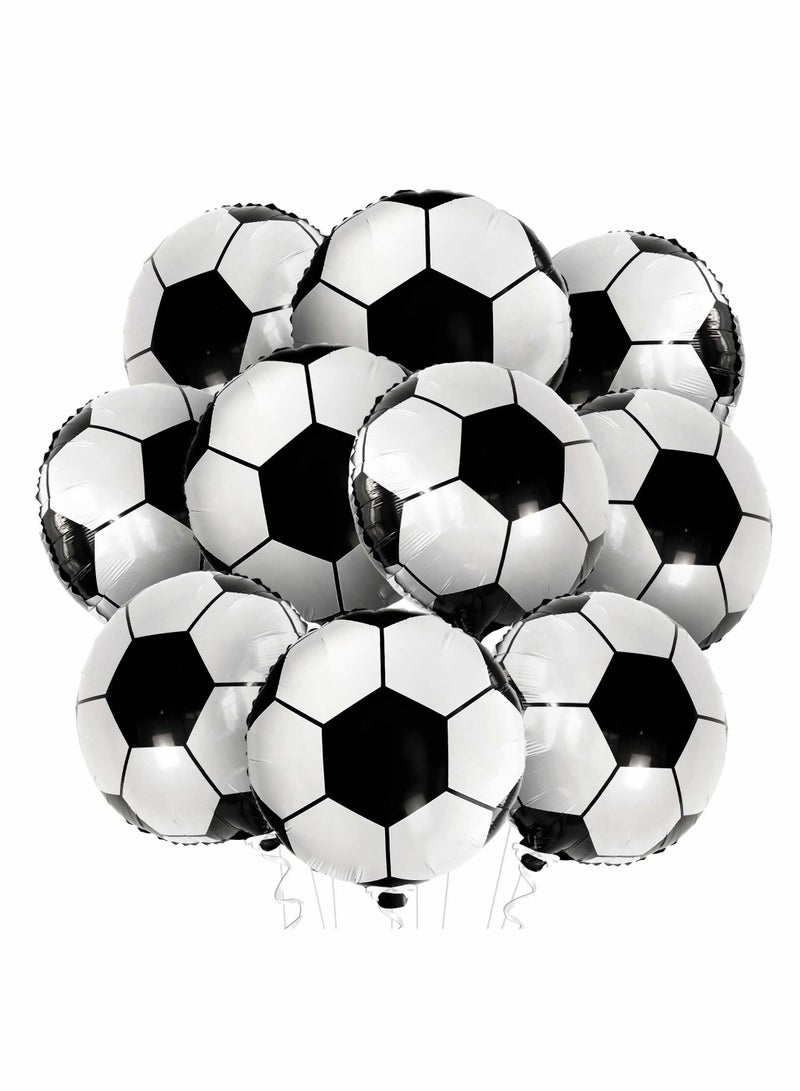 واي آند دي Soccer Balloons for Party Decorations, 18 Inch Foil Ball Balloons, 4D Round Balloon Themed Birthday Supplies, World Cup Decorations (10 Pcs) - Image 1