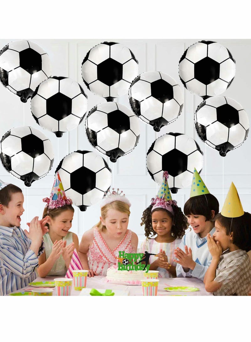 واي آند دي Soccer Balloons for Party Decorations, 18 Inch Foil Ball Balloons, 4D Round Balloon Themed Birthday Supplies, World Cup Decorations (10 Pcs) - Image 3