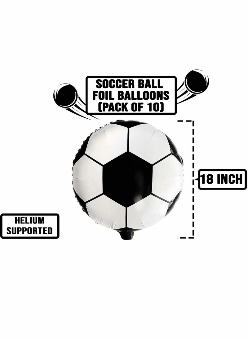 واي آند دي Soccer Balloons for Party Decorations, 18 Inch Foil Ball Balloons, 4D Round Balloon Themed Birthday Supplies, World Cup Decorations (10 Pcs) - Image 4