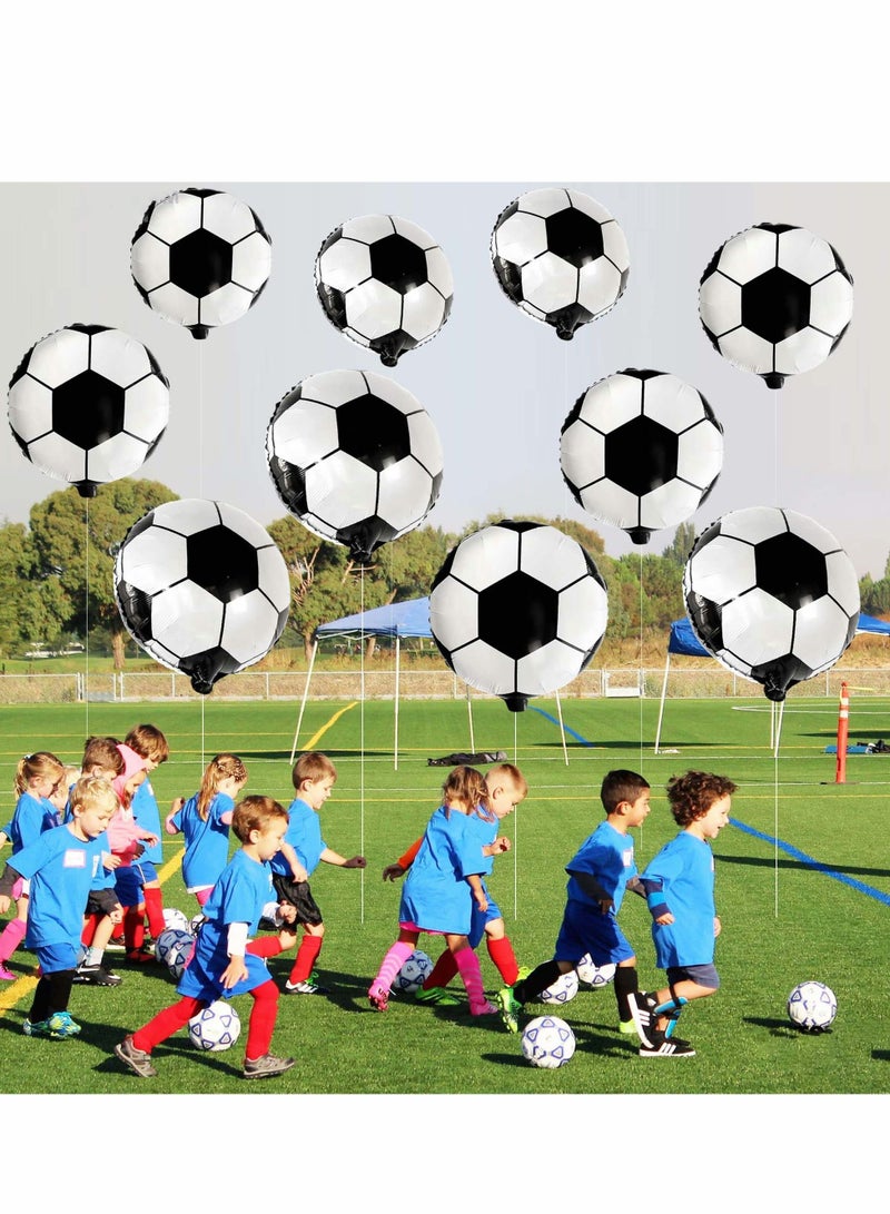 واي آند دي Soccer Balloons for Party Decorations, 18 Inch Foil Ball Balloons, 4D Round Balloon Themed Birthday Supplies, World Cup Decorations (10 Pcs) - Image 5