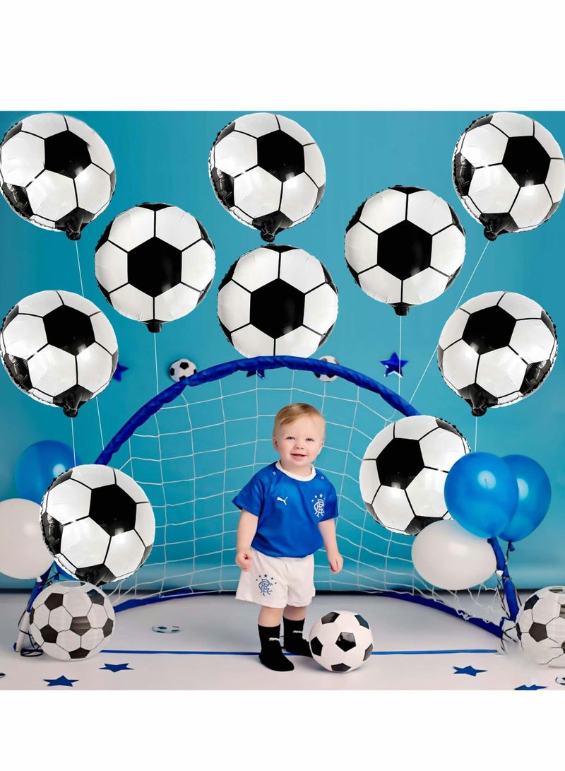 واي آند دي Soccer Balloons for Party Decorations, 18 Inch Foil Ball Balloons, 4D Round Balloon Themed Birthday Supplies, World Cup Decorations (10 Pcs) - Image 2