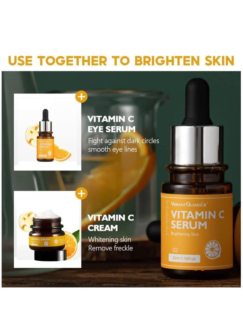 Vibrant Glamour - Vitamin C Serum & Whitening Face Cream Set Whitening Anti-Aging Anti-Wrinkle Brightening Fade Dark Spot Moisturizer Skin Repair Cream Vitamin C Serum for Face for Men and Women - Image 1