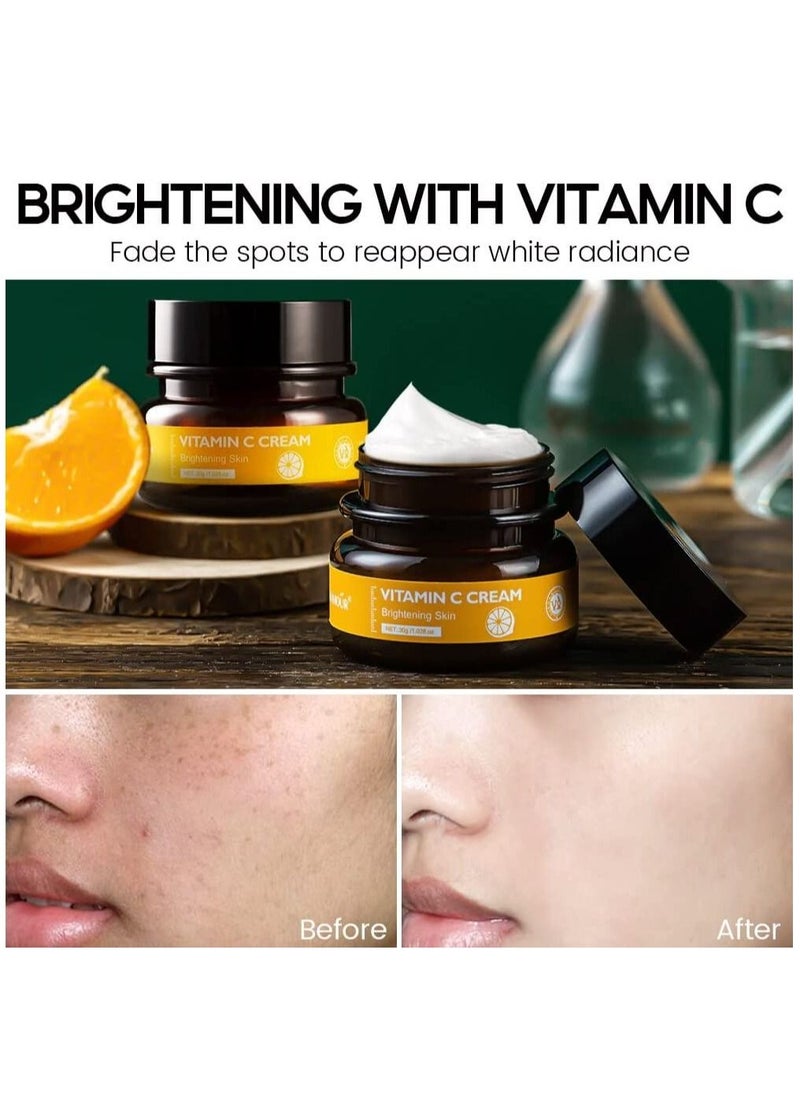 Vibrant Glamour - Vitamin C Serum & Whitening Face Cream Set Whitening Anti-Aging Anti-Wrinkle Brightening Fade Dark Spot Moisturizer Skin Repair Cream Vitamin C Serum for Face for Men and Women - Image 1