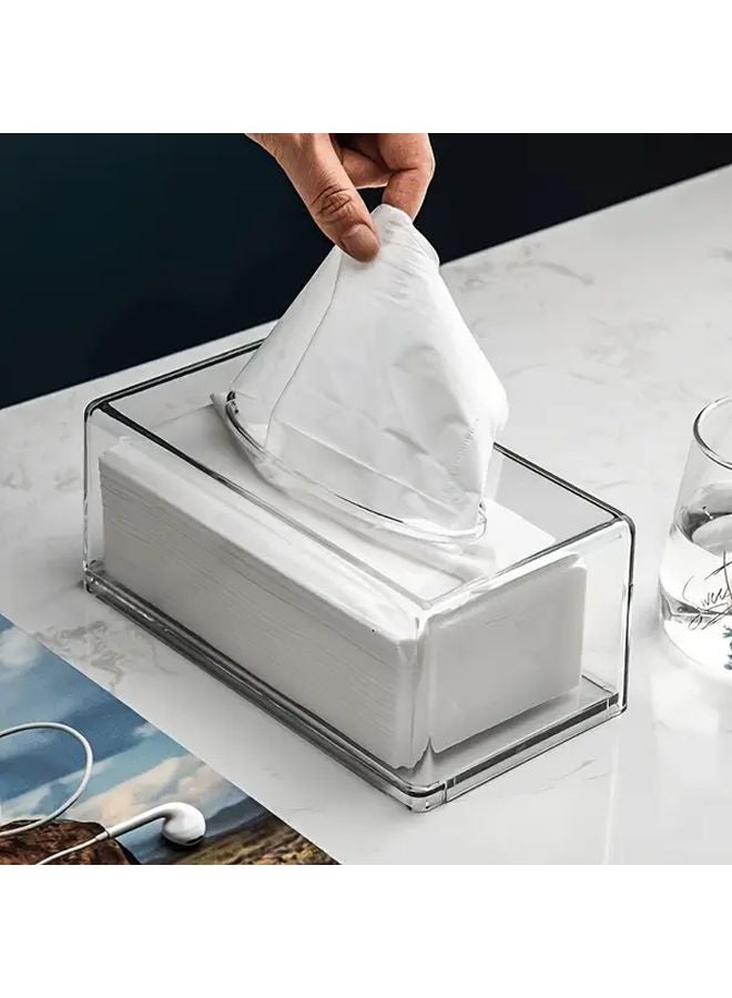 غطاء صندوق مناديل وجه رمادي كبير من البلاستيك، منظف متين وصحي للمكتب والمنزل - Image 4