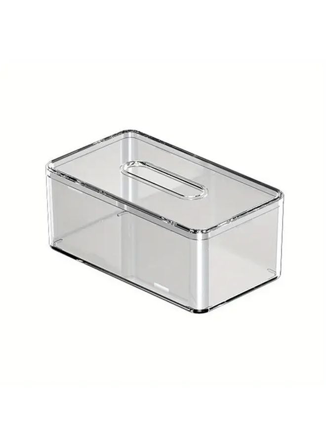 غطاء صندوق مناديل وجه رمادي كبير من البلاستيك، منظف متين وصحي للمكتب والمنزل - Image 1