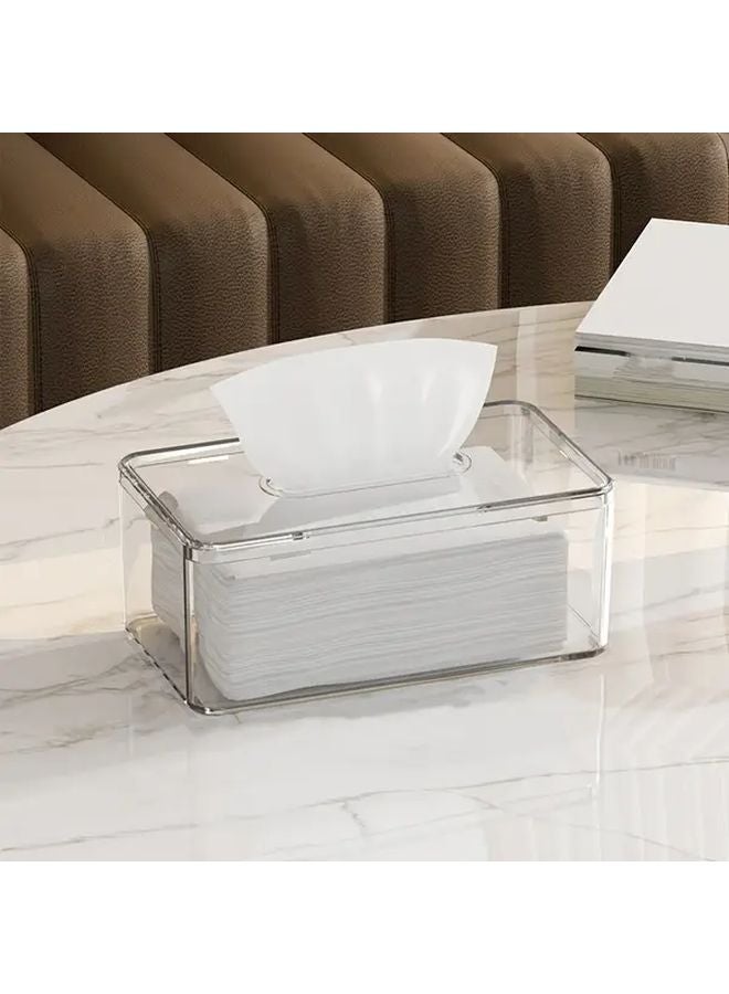 غطاء صندوق مناديل وجه رمادي كبير من البلاستيك، منظف متين وصحي للمكتب والمنزل - Image 2