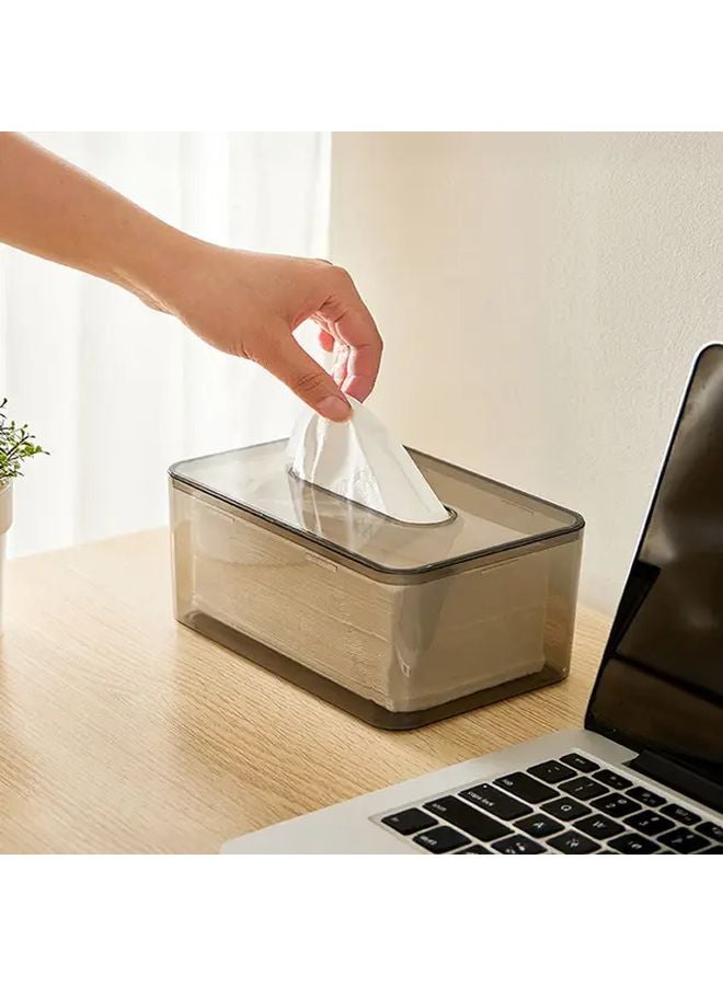 غطاء صندوق مناديل وجه رمادي كبير من البلاستيك، منظف متين وصحي للمكتب والمنزل - Image 3