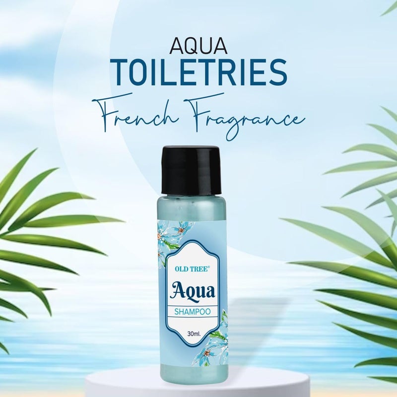 Old Tree Aqua Hotel Shampoo Toiletries Kit 30ml Pack of 100 Travel Size Aqua Mini Hair Shampoo for Travelling Hotel Room Guest Supply Hotel Amenities Accessories - Image 2