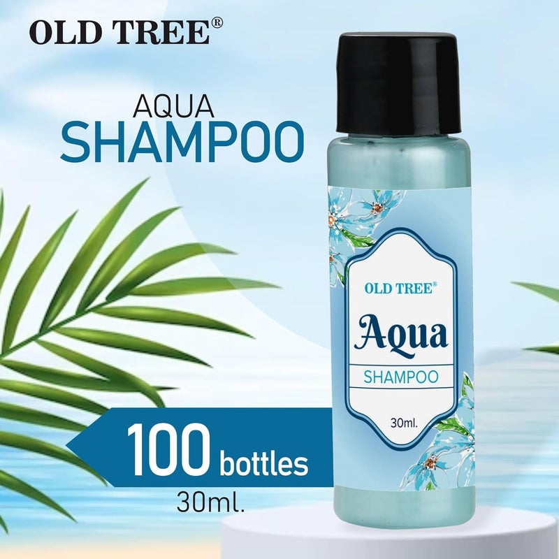 Old Tree Aqua Hotel Shampoo Toiletries Kit 30ml Pack of 100 Travel Size Aqua Mini Hair Shampoo for Travelling Hotel Room Guest Supply Hotel Amenities Accessories - Image 3